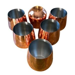 6 Pier 1 Imports Copper‎ Mule Stemless Wine Tumblers EUC